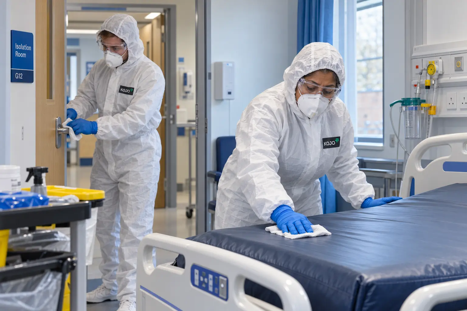 KOJO FM operative decontaminating a hospital isolation room